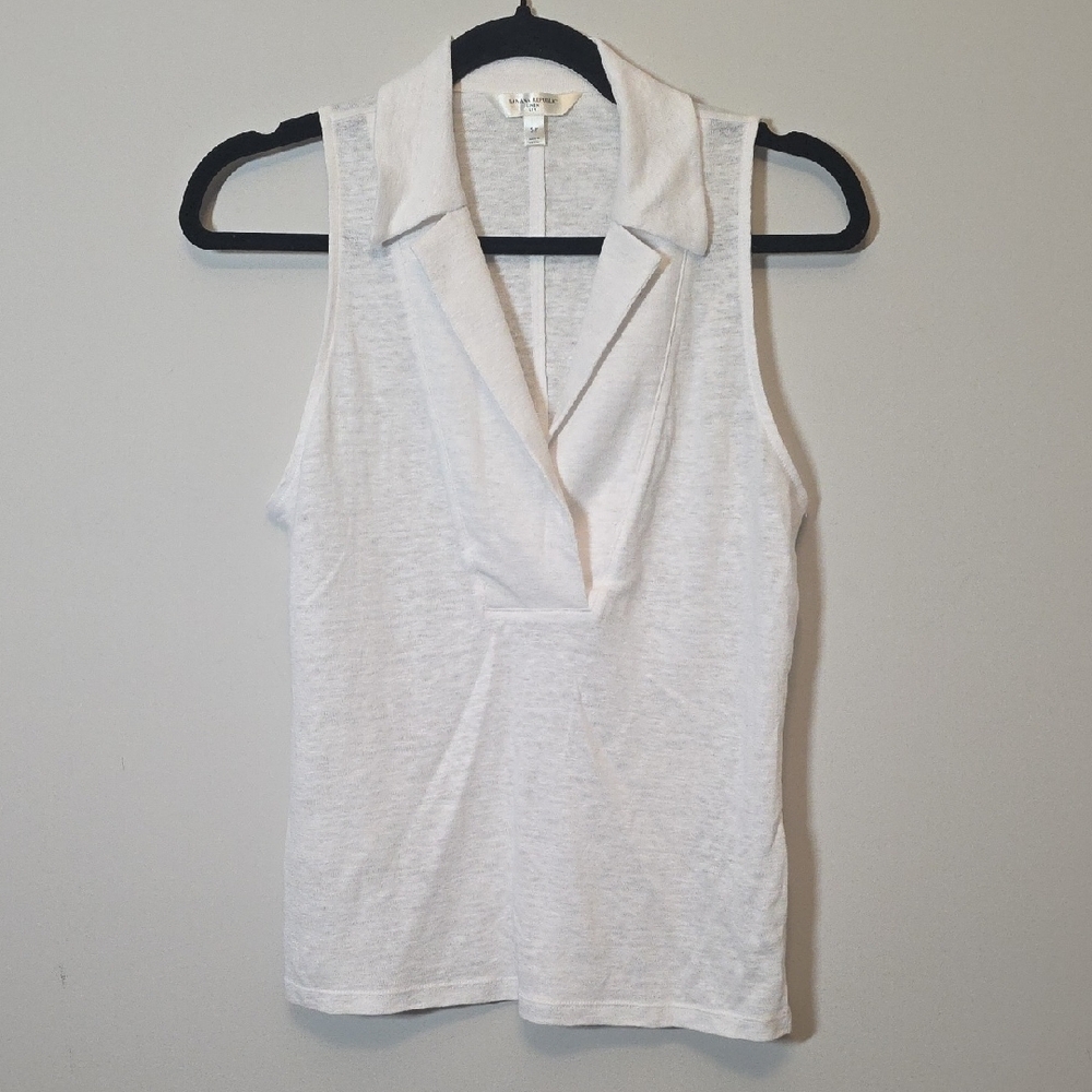 Banana Republic - White Sleeveless Collared Linen Top - Size S